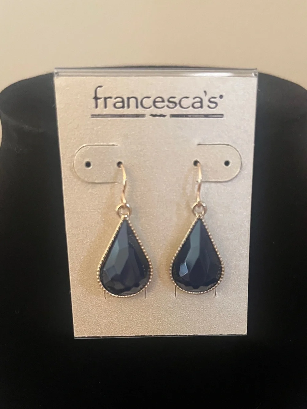 Francesca's Collections Navy Blue Teardrop Statement Necklace & Earrings